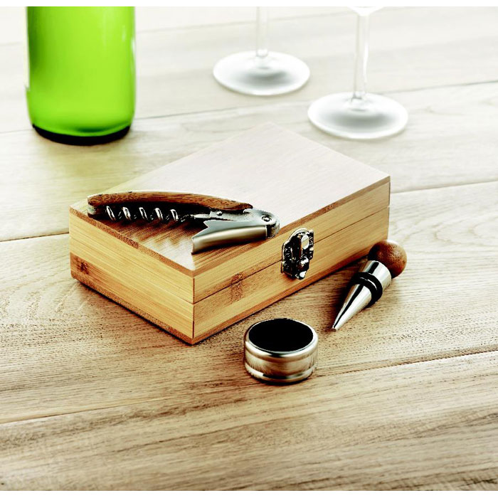 Set vino con scatola in bambu - 5