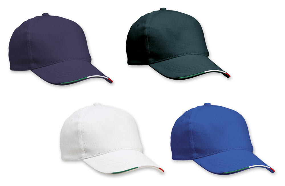 cappellino cotone tricolore con stampa un colore