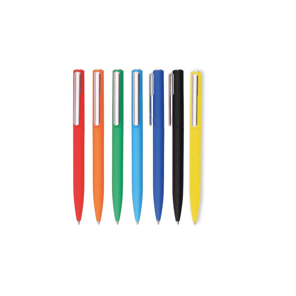 PENNA A SFERA IN PLASTICA GOMMATA E METALLO CON LOGO UN COLORE