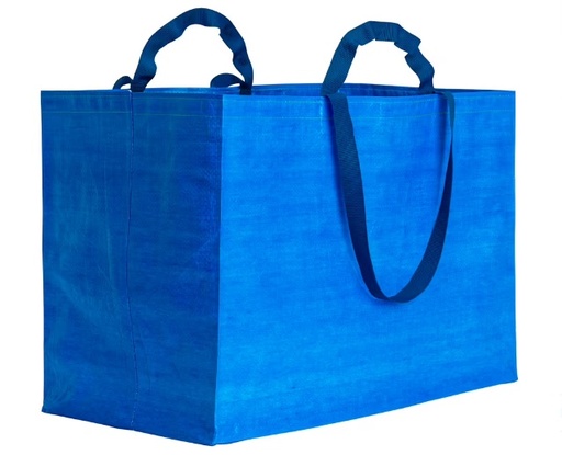 [MG-01399] Borsa shopper maxi in PP riciclato laminato, manici doppi a nastro (lunghi e corti) e soffietto 57x40x30