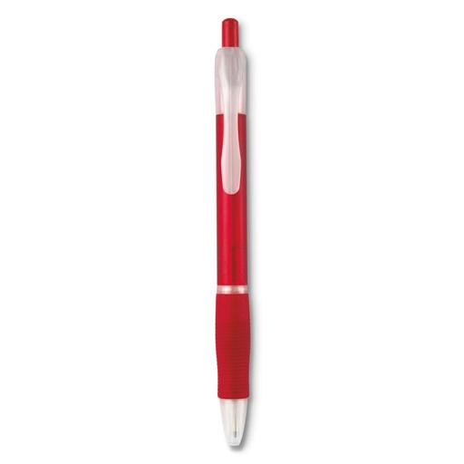 [MG-18159] Penna a sfera in ABS con impugnatura in gomma. Meccanismo a scatto. Refill nero. LOGO UN COLORE