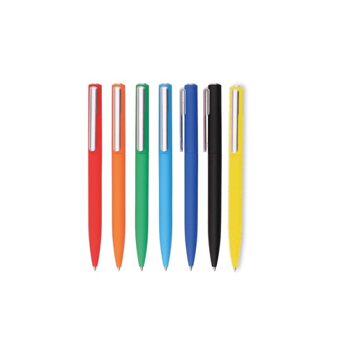 [MG-18503] PENNA A SFERA IN PLASTICA GOMMATA E METALLO CON LOGO UN COLORE